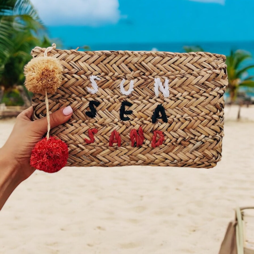 Jamila Accessories Bahamas Straw Sun Sea And Sand Clutch