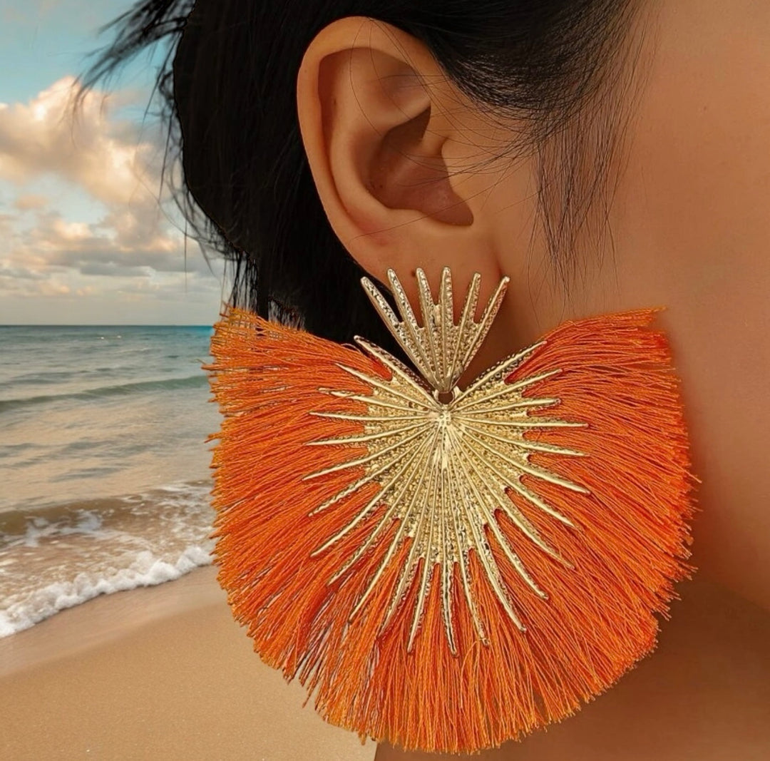 Jamila Accessories heart & feather shaped tassel earrings